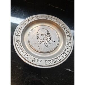 Wilton Armetale John Quincy Adams 6th President Pewter Plate Vintage 6 inch